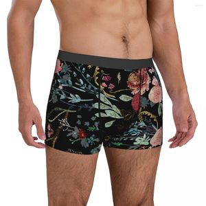 Cuecas Rosa Meia-Noite Floral Men Cuecas Boxers Confortáveis Personalizadas Shorts de Alta Qualidade Cuecas Tamanho Grande 2XL