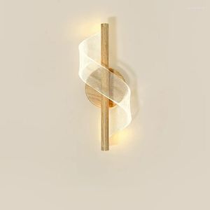Lampade da parete Venatura del legno Spirale Nordic LED Alluminio Acrilico Applique per camera da letto Soggiorno Decor Scale Corridoio Apparecchi per interni