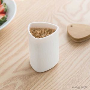 2pcs Toothpick Holders Portable Toothpick Container Holder Pocket Detachable Refillable Bamboo Lid Dining Table Toothpick Box Dispenser Storage Supplie R230802