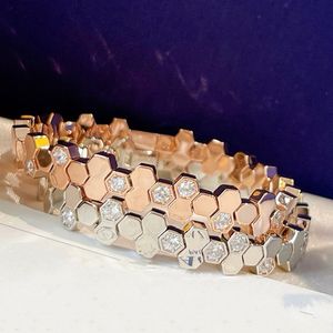 Charmarmband Högkvalitativ 925 Sterling Silver 17cm Wave Honeycomb Fashion and Elegance Rose Gold Color Armband för WomendJ2112 230801