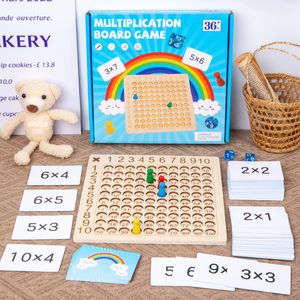 Learning Toys Wooden Montessori Multiplication Board Game Children's Learning Education Toys Mathematical Counting 100 Board Interactive Thinking Game 230802
