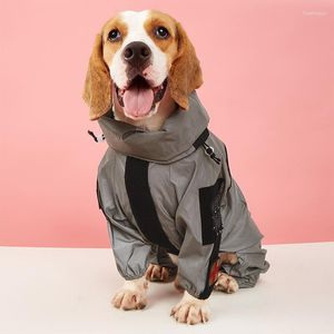 Dog Apparel Outdoor Windproof Clothes Reflective Pet Raincoat All-inclusive Jumpsuit For Medium Large Dogs Waterproof Suit Drop