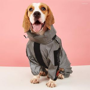 Roupas para cães ao ar livre, roupas à prova de vento, capa de chuva refletiva para animais de estimação, macacão com tudo incluído para cães de tamanho médio e grande, à prova d'água.