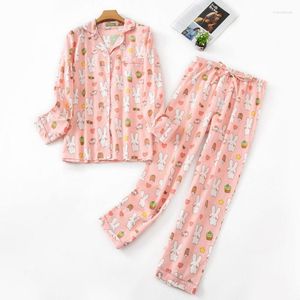 Roupa de dormir feminina XL 2XL 3XLAOutono e inverno calças de manga comprida conjuntos de pijamas plus size feminino flanela algodão terno para uso doméstico