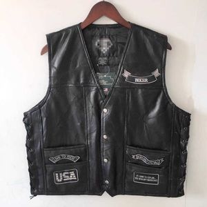 23SS Hot Selling Men's Vest Europe och USA Summer Fashion Trend Riding Vest S-4XL Plus Size Explosive Leather Journalist Suit Over Pocket