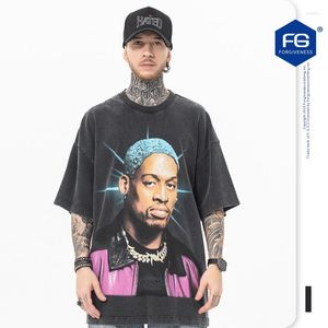 Männer T-shirts 2023 Frühling Sommer Gewaschen Kurzarm T-shirt European American Star Hip Hop High Street Top