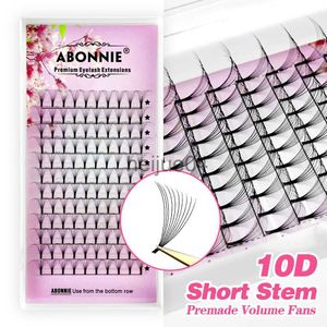 False Eyelashes Abonnie 3D10D Short Stem Premade Fans Russian Volume Fan Premium Fluffy Eyelash Extensions Supplies x0802