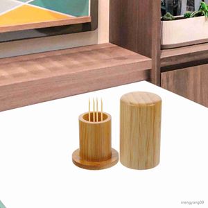 2pcs Toothpick Holders Portable Toothpick Holder Wooden Box Toothpick Dispenser Carrier Container for Meal Home Use R230802