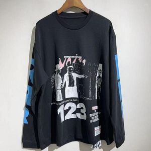 Men's T Shirts 2023ss RRR123 TOP Vintage Washed Oversized Long Sleeve T-shirt Streetwear T-shirts Cotton Tees Woman Clothes Clothing