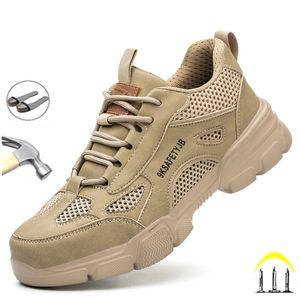 Säkerhetsskor Summer Labor Protection Safety Wrok Shoes Anti Smashing Steel Toe Cap Betvit Bekväm säkerhetsstövlar Industriella Male Shoes 230801