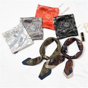 Scarves Contrast Geometry Square Scarf Hair Tie Band Female Silk Korean Wild Professional Flight Attendant Small Decorative