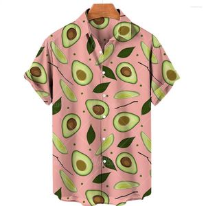 Camisas casuais masculinas verão fruta padrão moda manga curta roupas de rua ao ar livre 5XL super solto e confortável