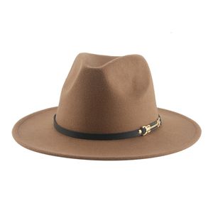 Geniş Memlu Şapkalar Kova Fedoras Şapka Kadın Bant Kemer Kişili Erkekler Kış Siyah Klasik Panama Düğün Kadınları Somberos De Mujer 230801