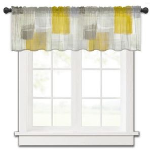 Curtain Yellow Smudge Paint Graffiti Kitchen Small Window Tulle Sheer Short Bedroom Living Room Home Decor Voile Drapes