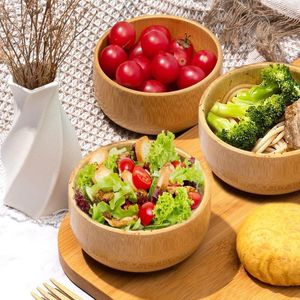 Миски корейский стиль натуральный здоровый деревянный бамбуковый салат салат из салата круглая подача на десертные орехи