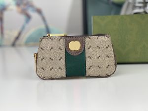 Kvinnors designer plånböcker lyxiga Ophidia Canvas Coin Purses högkvalitativ modestylist G-korthållare Double Letters Mark med rödgrön randiga webbing mini-väskor