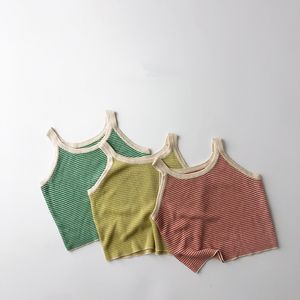 T Shirts Deer Jonmi 2023 Summer Toddlers Kids Sticked Tops Korean Style Sleeveless Tees Casual Chic Children Suspenders 230802