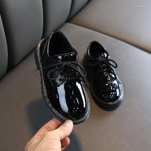 Flat Shoes Kids Fashion Leather Wedding Dress for Boys Girls Barn Soft Bottom Lace Up Performance Sneakers E255