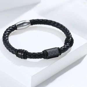 Charm-Armbänder, Paar-Armband aus massivem Kohlefaser-Leder mit Edelstahl-Schmuck