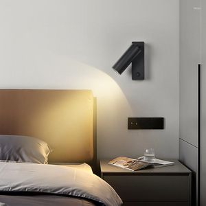 Lampa ścienna Nowoczesne badanie Lampy LED proste sypialnia łóżko El Sconces Ochrona oczu obrotowe minimalistyczne światło domowe
