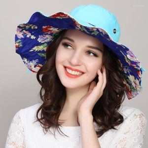 Cappelli a tesa larga Cappello Donna Estate Pieghevole Cappellino parasole Protezione da donna Viaggi Cappellini da spiaggia all'aperto Anti-UV Casual Versione coreana H250