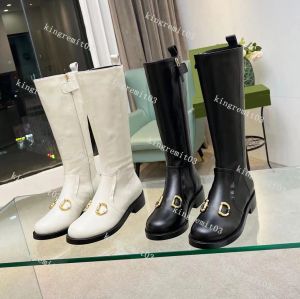 Designer Ankle Boots Women Knee Boots Printing Platform Booties Buckle Chunky High Heels Black Leather Winter Booties