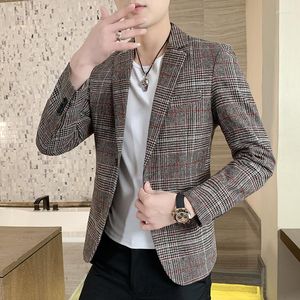 Abiti da uomo Abito scozzese Giacca casual stile autunnale Trendy Slim Handsome Piccolo coreano singolo occidentale