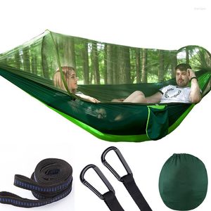 Camp Furniture 250 cm 120 cm Camping -Hängematte mit 2 Baumgurten tragbare leichte Hängematten Ultraleichter Nylon -Fallschirm zwei Personen