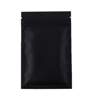 Högkvalitativ 100 X Metallic Mylar Ziplock Bags Flat Bottom Black Aluminium Foil Small Zip Lock Plastic Bags213N