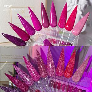 Nail Polish Glitter Reflective Gel Shiny Rose Red Auroras UV LED Varnish Soak Off Nails For Manicure 230802