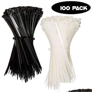 Diğer Ev Aletleri 100 PCS Naylon Zip Bağları Kendi Kamış Plastik Tel Seti 3x100mm 3x150mm Endüstriyel Tedarik Bağlantı Müdürü Donanım Damlası Dhcaq