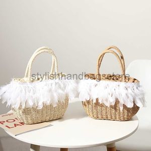 Totes Straw Bag Women's New Fairy Feather Woven Bag Fashion Handbag Beach Travel Holiday Beach Bagstylishhandbagsstore