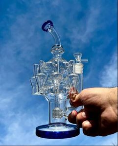 11.8inchs Big Glass Bong Smoking Pipe klein Recycler Dab Rigs Hookahs Shisha Oil Burner Pipe With 14mm Bowl