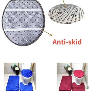 Carpets Set of 3 Bathroom Bath Mat Set Soft Non Slip 2PCS Cobblestone Mat Bathroom Rug Absorbent Shower Carpets Toilet Lid Cover Floor R230802