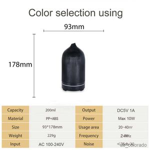 Nawilżacze AROMA Aroma USB 200 ml ultradźwiękowy nawilżacz powietrza Kolorowe światło LED do olejku aromaterapii samochodowej dyfuzor mgły R230802