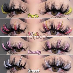 Falsche Wimpern Asiteo Glitzerfarbene Ombre-Wimpern Nerz 25 mm Flauschige Farbstreifen Cosplay Make-up Tierversuchsfreie Wimpern Großhandelslieferant x0802