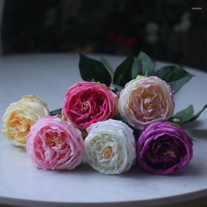 Kwiaty dekoracyjne 5pcs prawdziwy dotyk nawilżanie austin róża symulacja kwiat flores bukiet pypoga