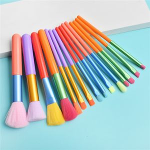 15Pcs Makeup Brushes Set Professional Powder Foundation Eyeshadow Blending Brushes Colourful Maquiagem Rainbow Cosmetic Tools