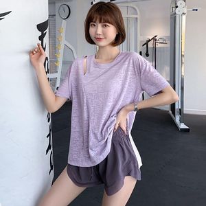 Активные рубашки летняя йога топ тонкий рыхлый большой размер беговая спортивная одежда Женская фитнеса дышащая быстросохнутая футболка с короткими рукавами