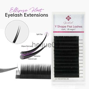 Cílios Postiços Genielash Matte Elipse extensão de cílios Pontas divididas raízes elipse015020mm cílios individuais planos mais macios mais claros x0802