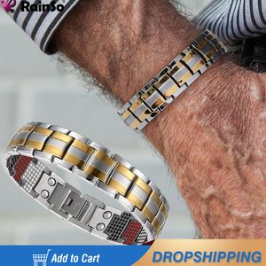 Charm Bracelets RainSo Mens Bracelet Fashion Drop Bangles Germânio Poder Magnético Saúde 230801
