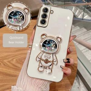 Custodie per cellulari Cute Quicksand Space Bear Placcatura Custodia per telefono per Samsung Galaxy S23 S10 S20 S21 S22 Plus Ultra + Pro FE Note 10 20 9 Cover L230731