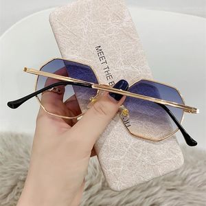 Óculos de Sol Trend Quadrado Feminino Masculino Moda Armação Pequena Polígono Espelho Gradiente Masculino Gafas De Sol UV