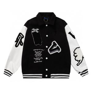 Män broderier unisex överdimensionerade hiphop varsity baseball jacka läderhylsa hej gata lös passform brevlock ytterkläder storlek m xl tulingzhu