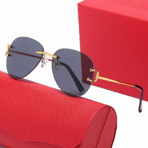 Óculos de sol de grife feminino, óculos de sol de grife, óculos de luxo, sem aro, retângulo, chifre de búfalo, moda masculina clássica, óculos pretos transparentes com caixa