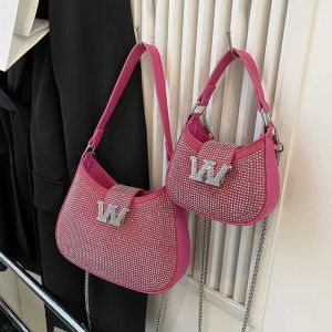 7A Hobos Popular Texture Armpit for Women 2023 New Fashion Rhinestone Shoulder Bag Niche Chain Crossbody Bags