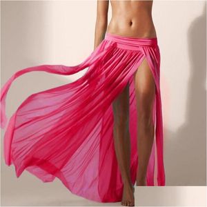 Costumi da bagno da donna Donna 5 colori Y Costumi da bagno Bikini Er Up Sheer Beach Wrap Skirt Sarong Pareo Pantaloncini Summer Beachwear Long Drop Delive Dhrbl