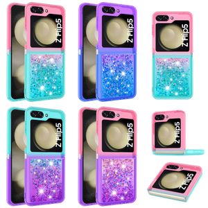 ZFLIP5 التدرج Quicks و chorresprooffics for Samsung Galaxy Z Flip 5 4 3 Zflip4 flip3 flip5 plitping glitter heart love bling pc hard pc tpu tpu غطاء خلفي