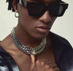 Łańcuchy 12 mm-14 mm ciężki krawężnik kubański Naszyjnik dla mężczyzn kobiety Miami Gold Plate ze stali nierdzewnej punk hiphop czterostronny biżuteria szlifierska