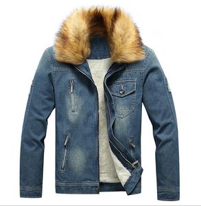 Men's Jackets Slim Fit Long Sleeve Jeans Coat Outerwear jacket Fur collar Men Casual Winter Men Parkas Thick Cotton Jacket Wholesale price